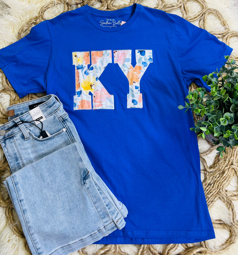 Floral KY Royal Blue Tee