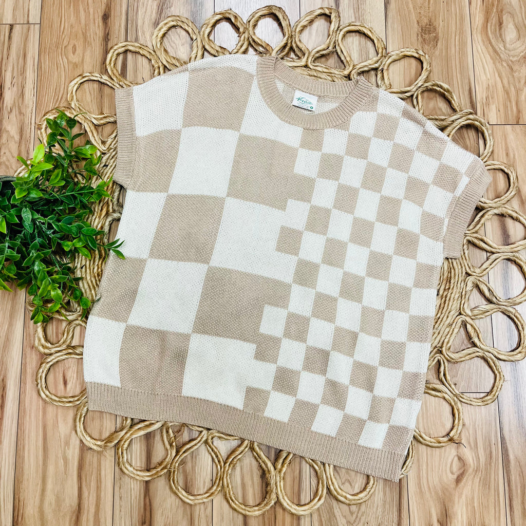 Women’s Very J Checkered Knit Sweater Top