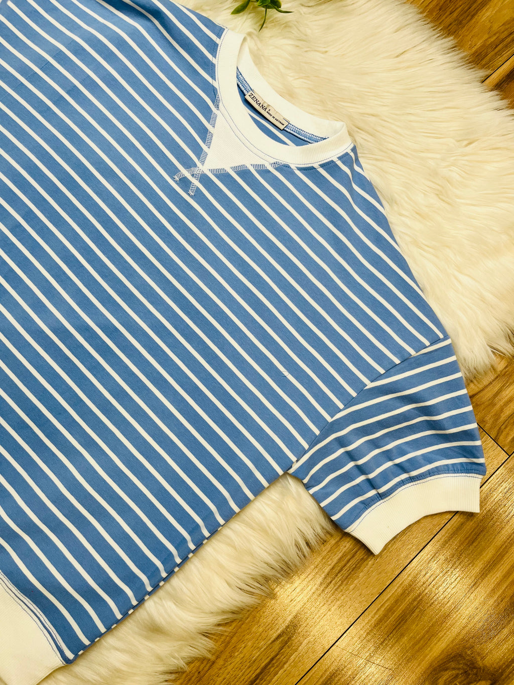 Women’s Zenana Cornflower Blue Striped Top