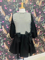 Women’s Jodifl Black and White Stripe Dress with Bows