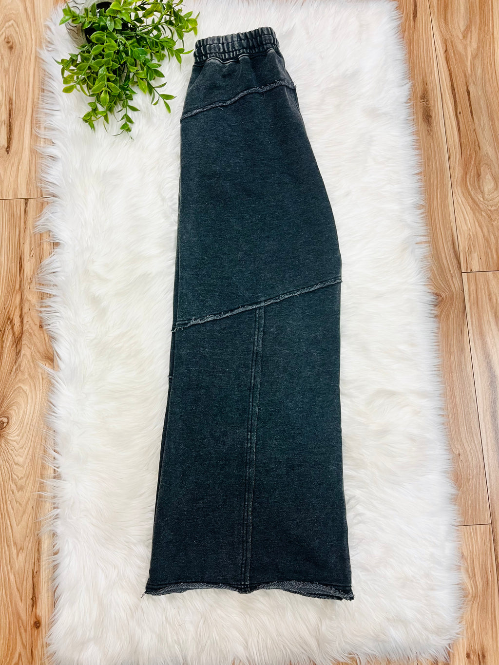 Women’s Zenana Ash Black Wide Leg Acid Wash Pants -Oversized