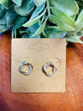 Gold and Diamond Circle Earrings