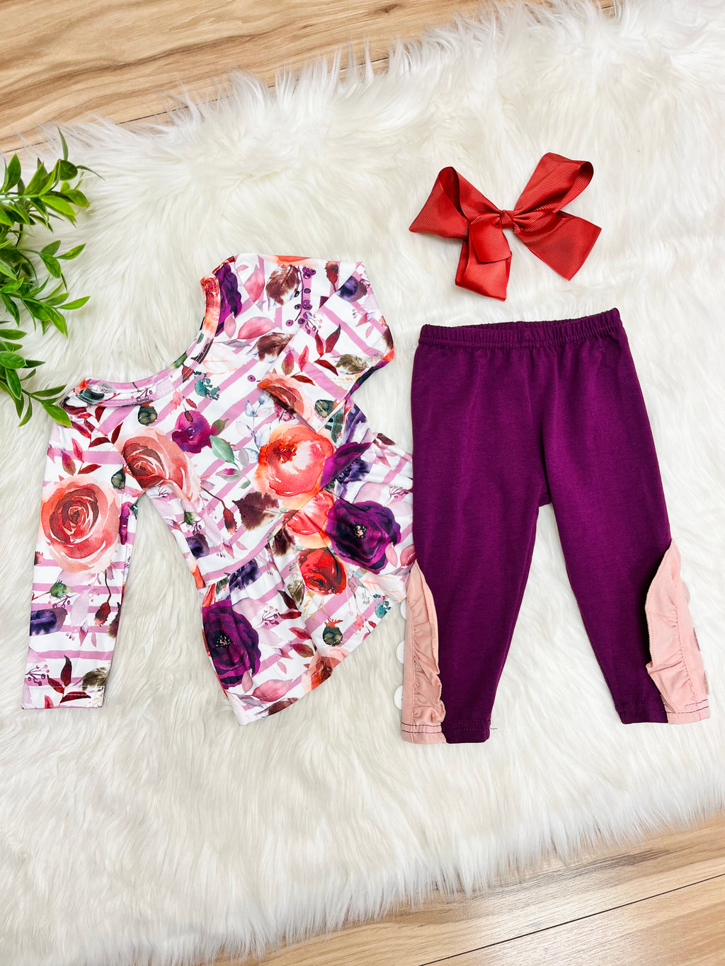 Girl’s Purple Fall Floral Outfit