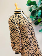 Women’s Leopard Print Long Sleeve V Neck Dress by Jodifl- True to Size
