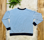 Women’s Cornflower Blue and Navy Stripe Top- Loose Fit