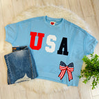 Women’s Blue 4th of July Patch Pullover Top