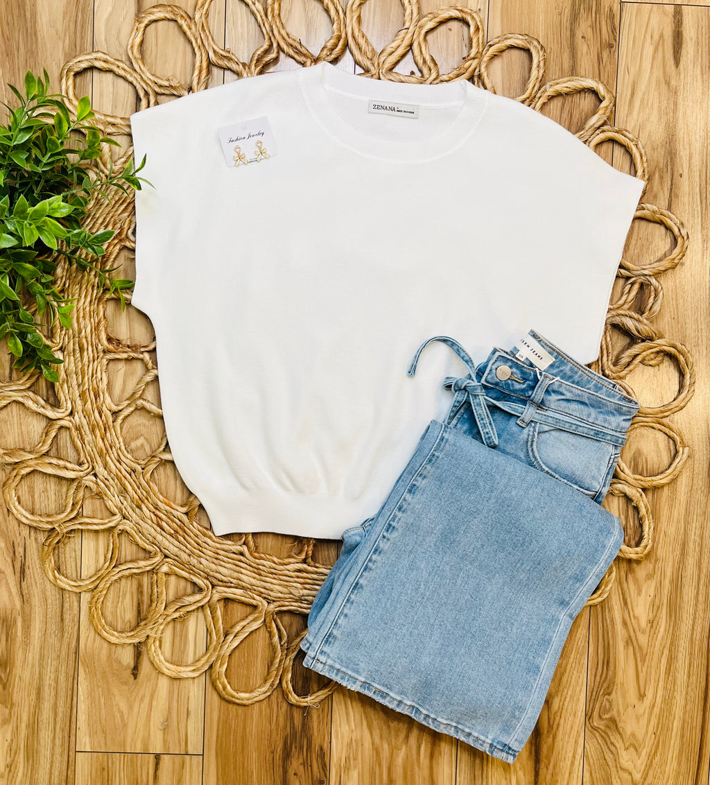 Women’s Zenana Off White Sweater Vest Top