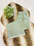 Women’s Umgee Sage Wide Leg Pants with Frayed Hem- Loose Fit