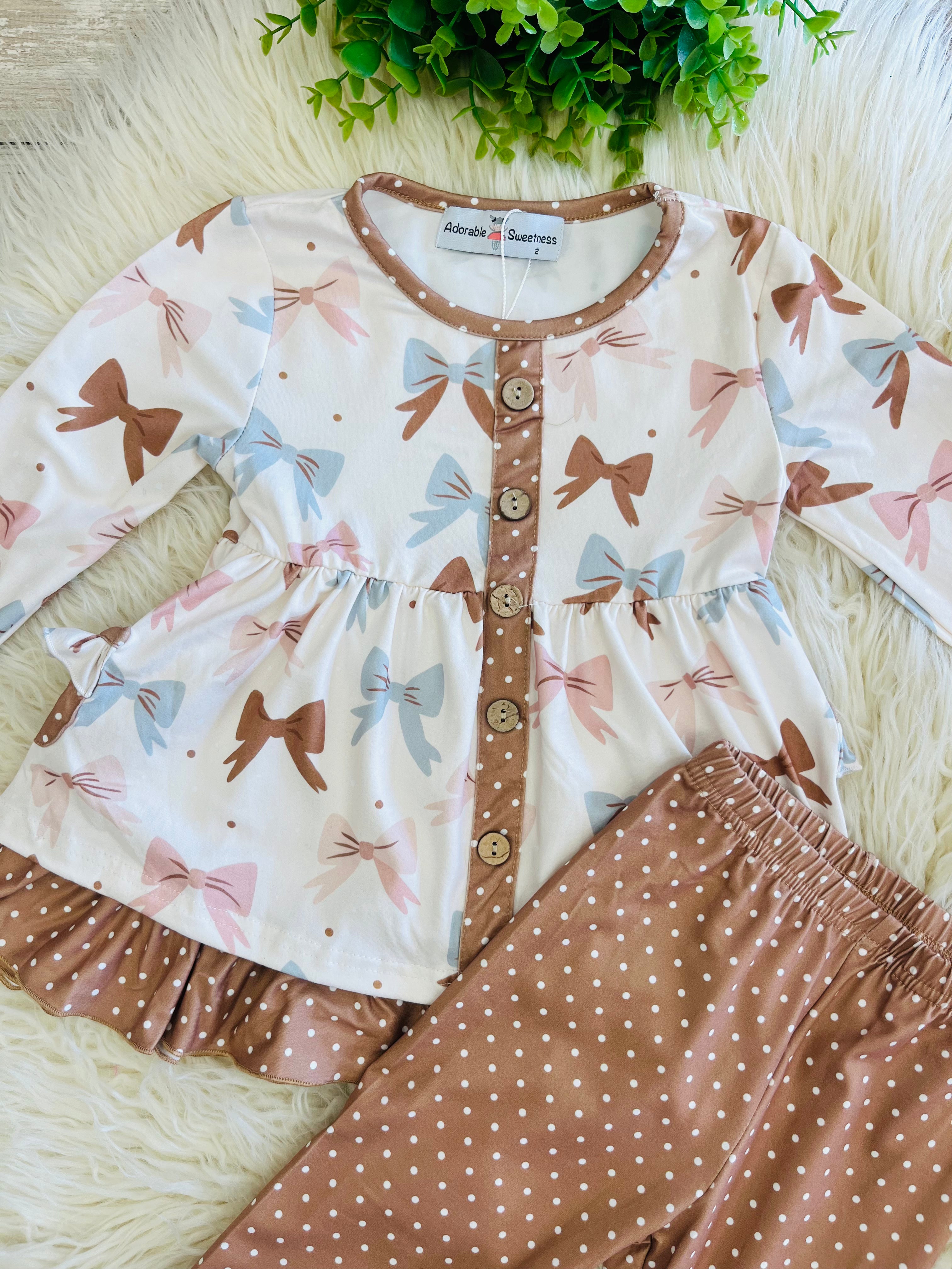 Girl’s coquette beige Ruffle outfit
