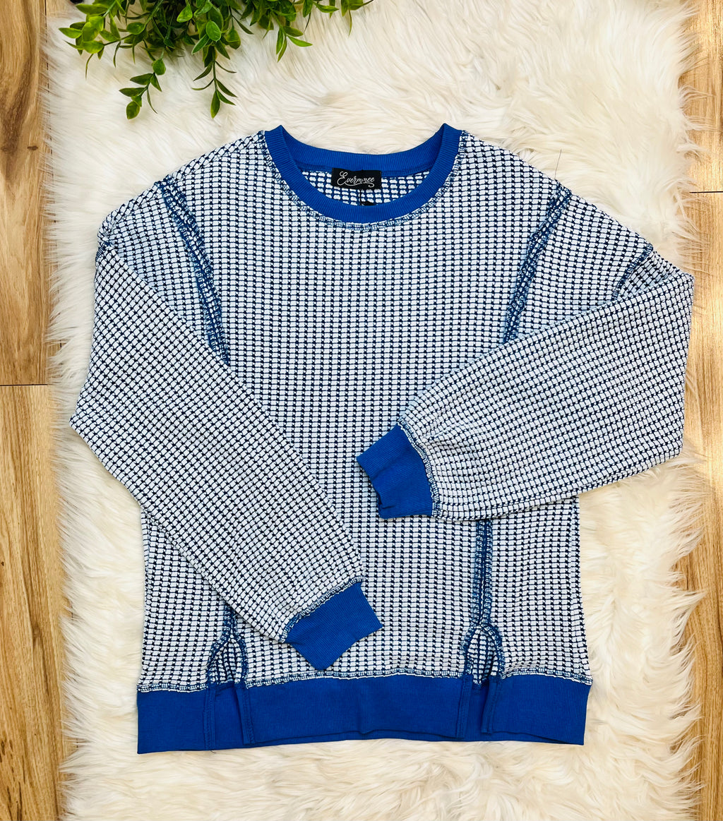 Women’s Evermmee Royal Blue Reverse Stitch Top