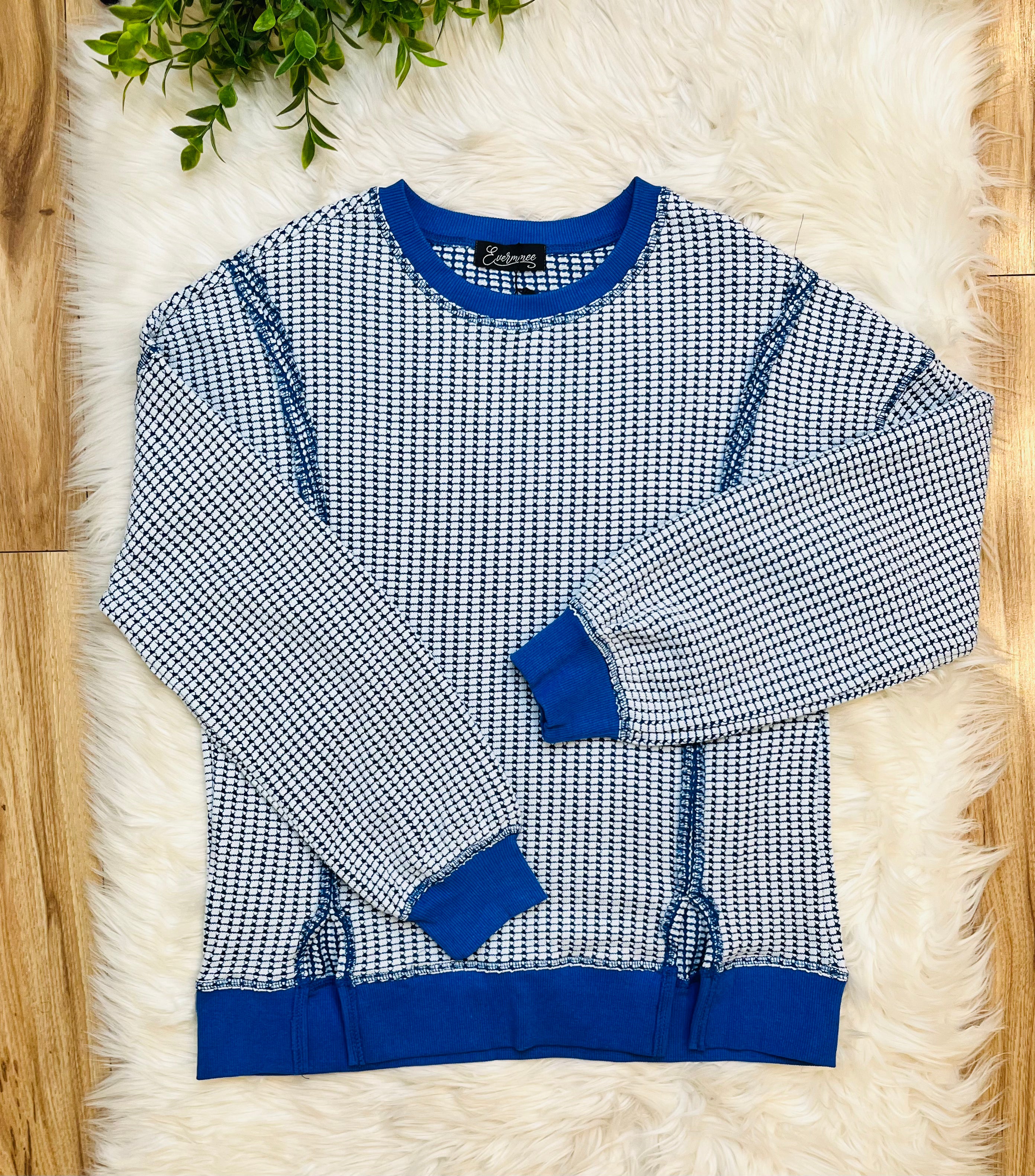 Women’s Evermmee Royal Blue Reverse Stitch Top