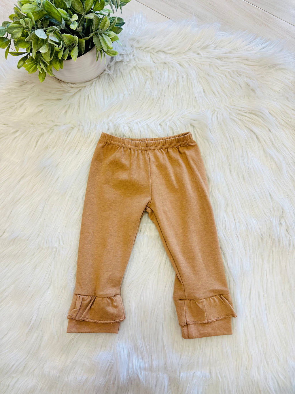 Girl’s Mixed Ruffle Patchwork Brown Pant Set