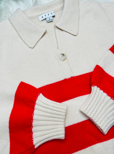 Womens Red Striped Sweater