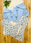 Girl’s Blue Hoodie Checkered Pant Set