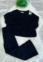 Women’s Zenana Black Long Sleeve Two Piece Set - True to size