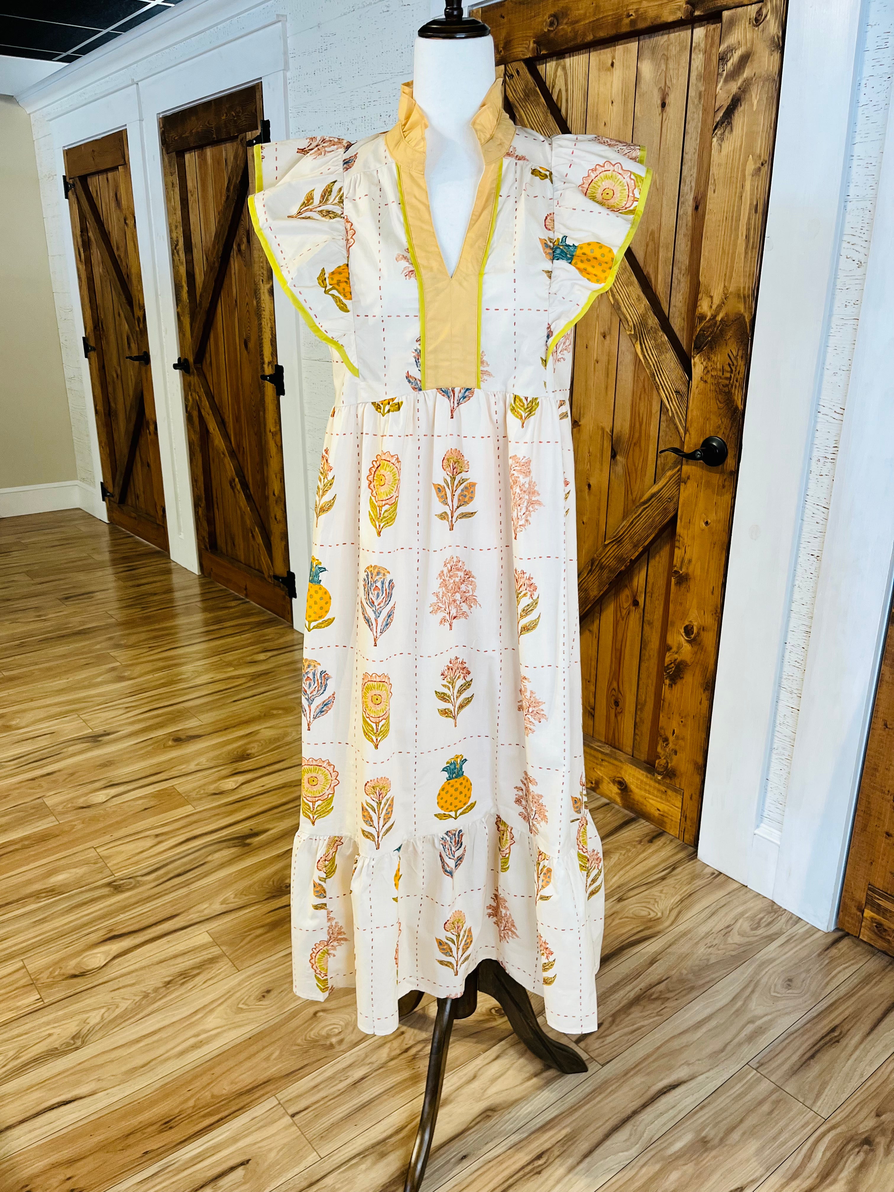 Women’s Umgee Yellow Floral Midi Dress