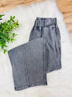 Women’s Evermmee Charcoal Grey Acid Wash Barrel Petite/Crop Pants-True to Size