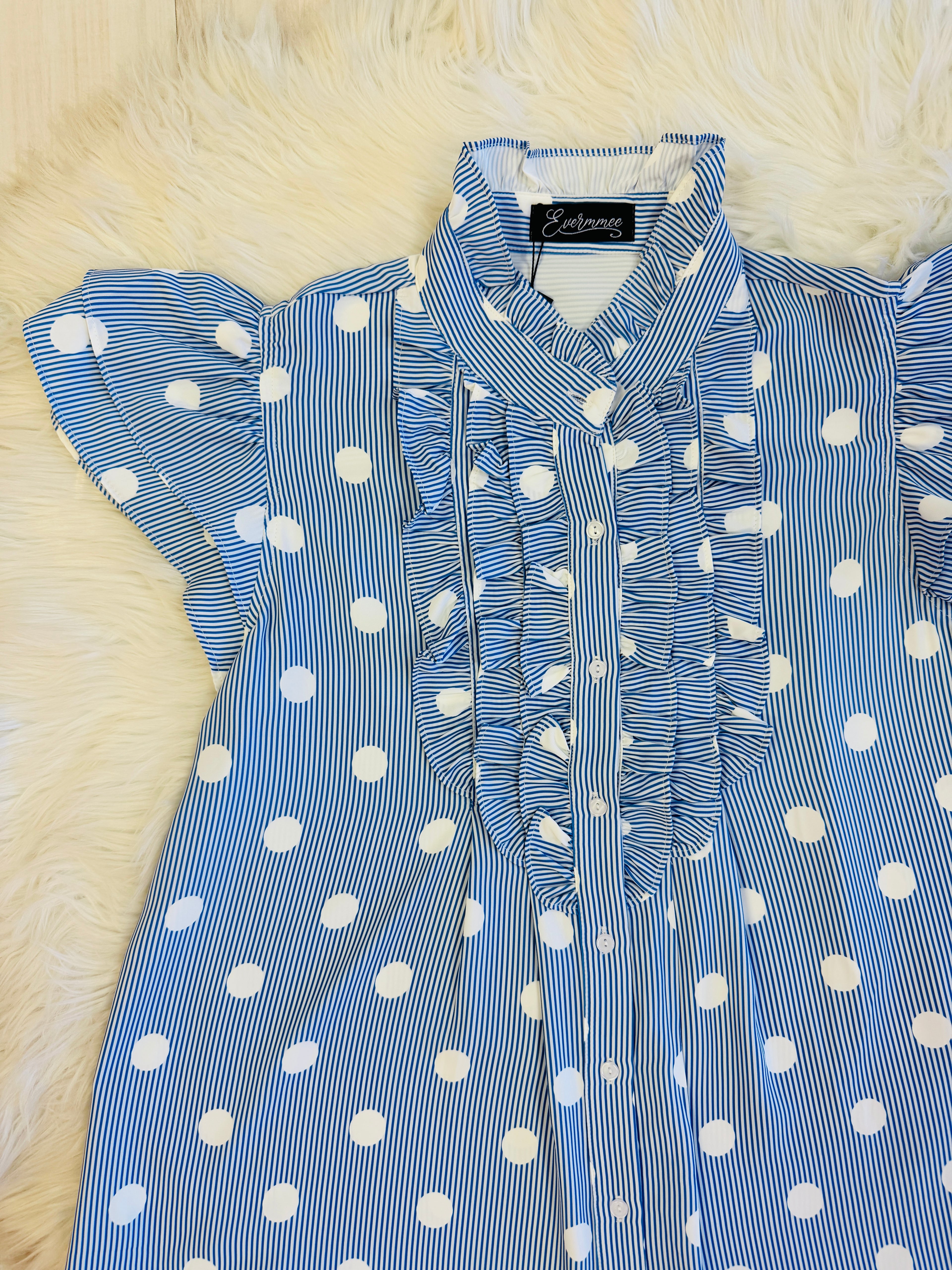 Women’s Evermmee Polka Dot Button Down Top