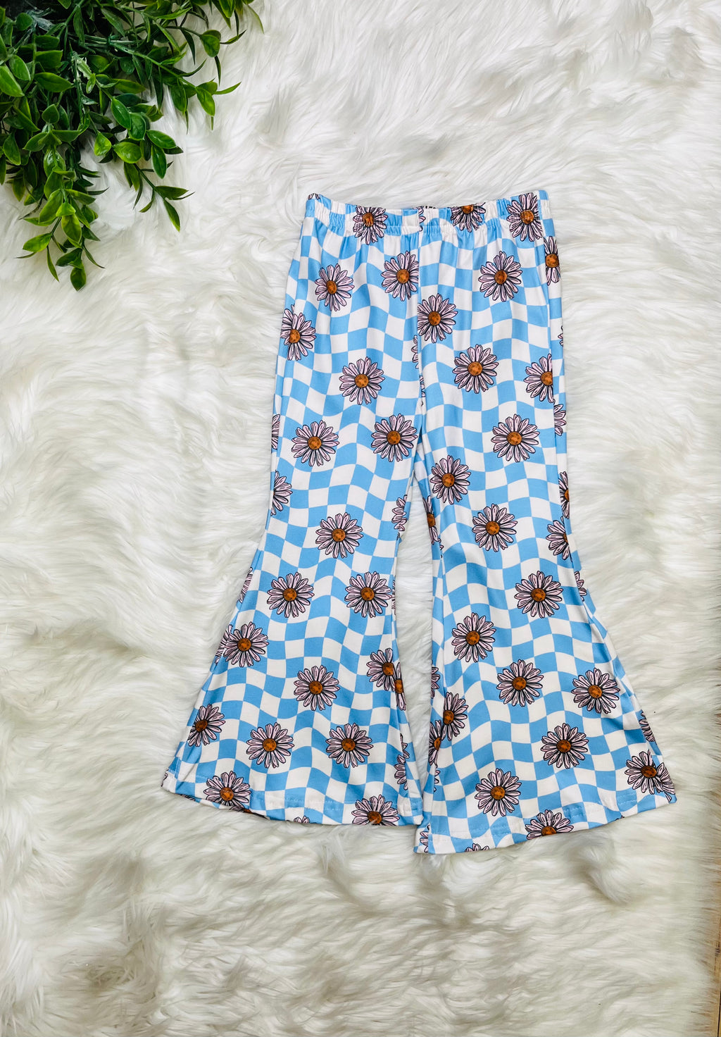 Girl’s Blue Hoodie Checkered Pant Set