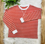 Women’s Zenana Burnt Orange Striped Ribbed Set