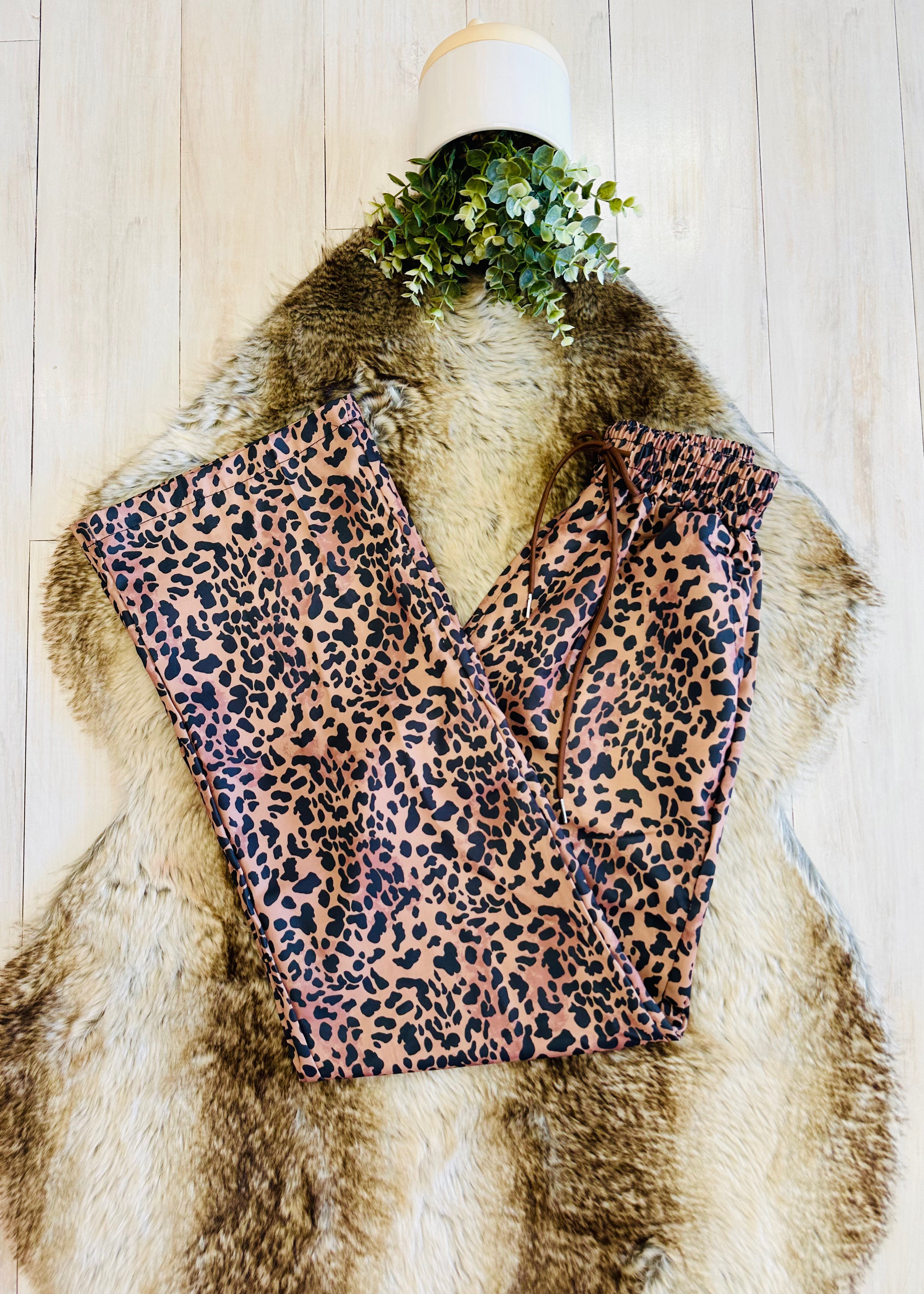 Women’s Regular and Curvy Leopard Print Pants with Pockets- True to Size