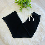 Women’s Black Ribbed Top and Drawstring Pant Set