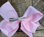 Hair Bow 6” Alligator Clip - Baby Pink