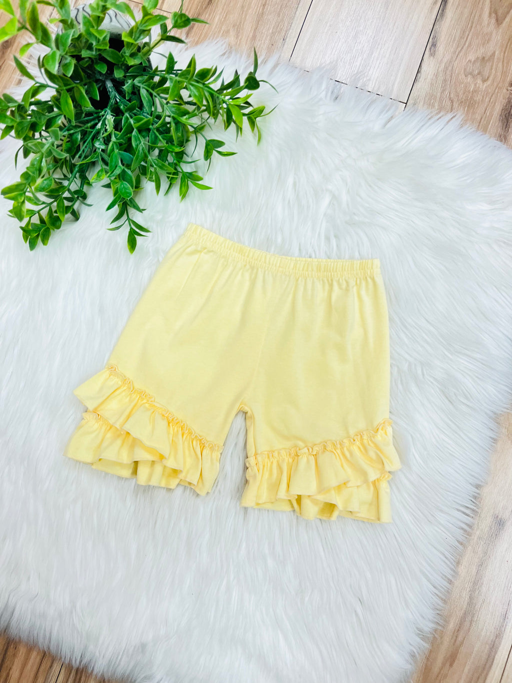 Girl’s Yellow Shorts with Ruffle Trim