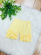 Girl’s Yellow Shorts with Ruffle Trim