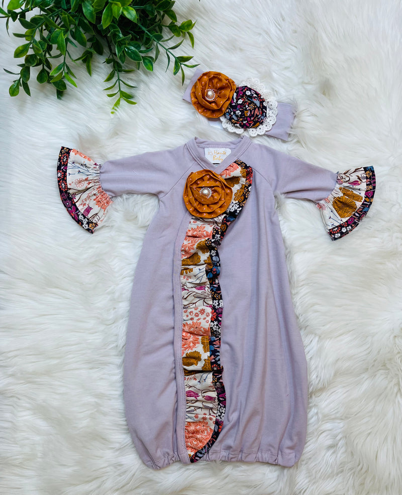 Haute Baby Plum Perfect baby gown with headband