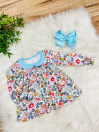 Girl’s Floral Outfit with Light Blue Pants