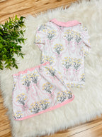 Girl’s Light Pink Floral Bow Skort Outfit