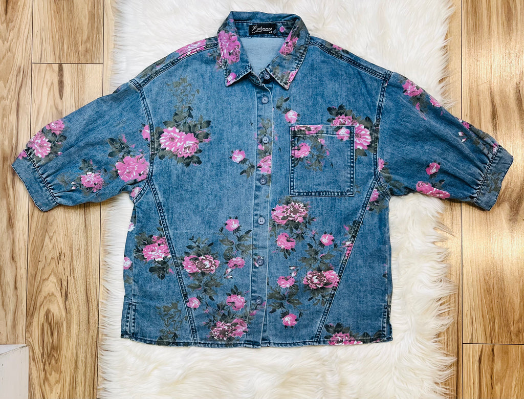 Women’s Evermmee Floral Denim Top