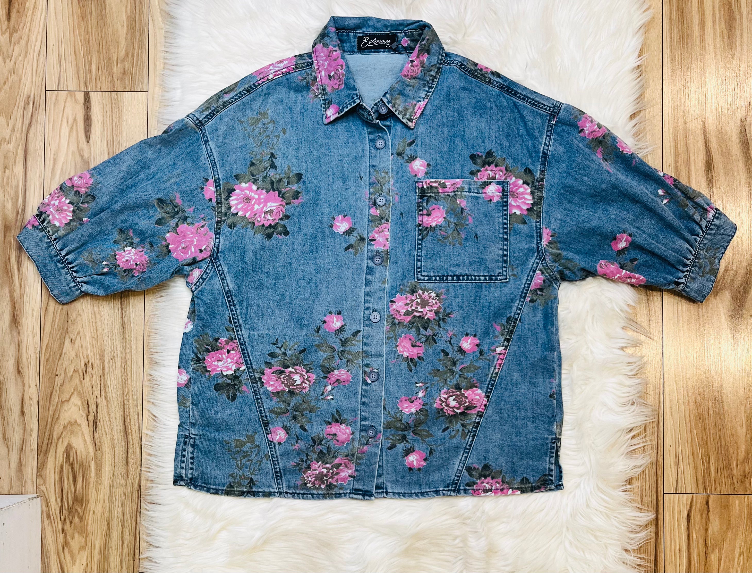 Women’s Evermmee Floral Denim Top