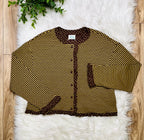 Women’s Very J Brown and Yellow Stripe and Polka Dot Top- True to size