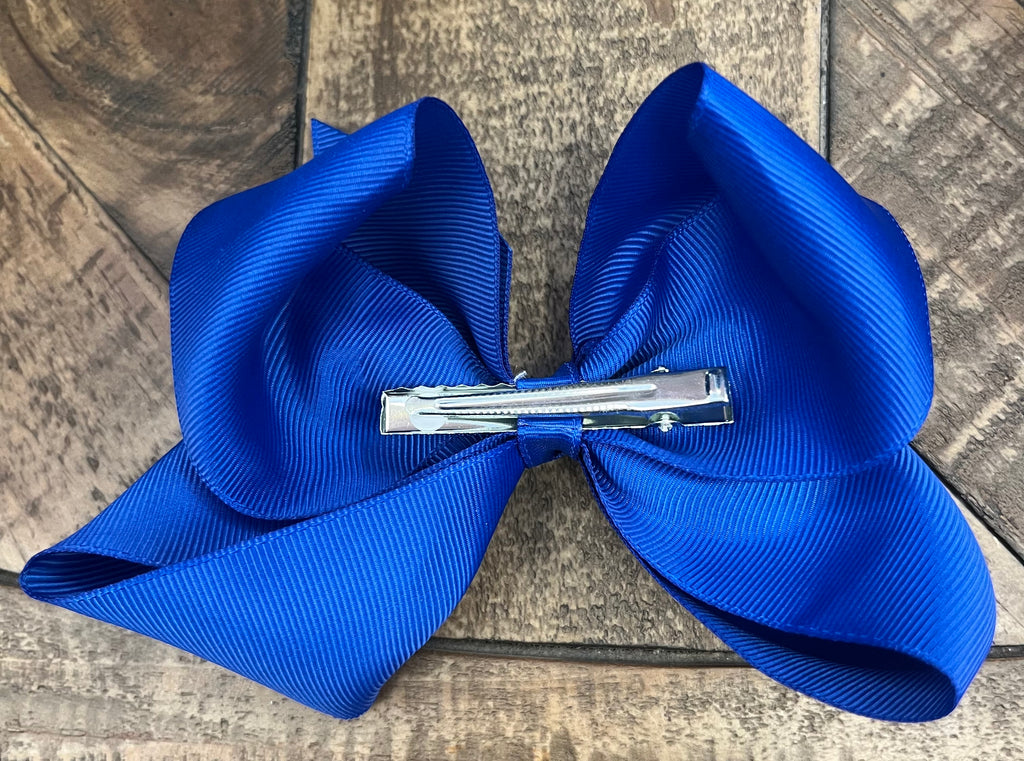 Hair Bow 6” Alligator Clip - Royal Blue