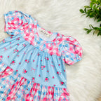 Girls Angel Bloom Floral Plaid Ruffle Set