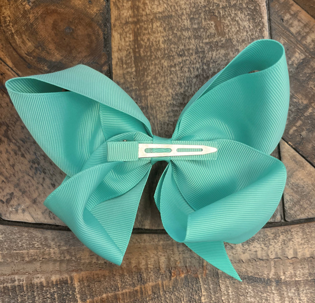 Hair Bow 6” Alligator Clip - Mint Green