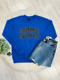 Women’s Blue & Black Crewneck Top with Polka Dots