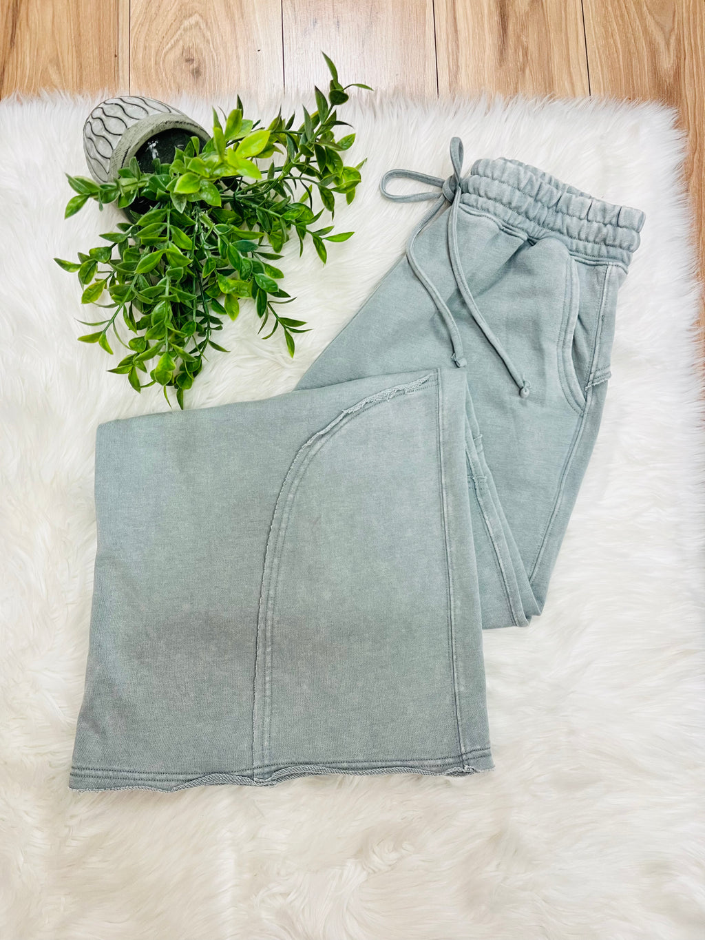 Women’s Zenana Sleet Grey Wide Leg Acid Wash Pants- Oversized