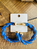 Women’s Royal Blue and Gold Hoops Earrings