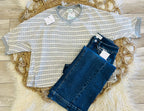 Women’s Very J Grey and White Knit Top