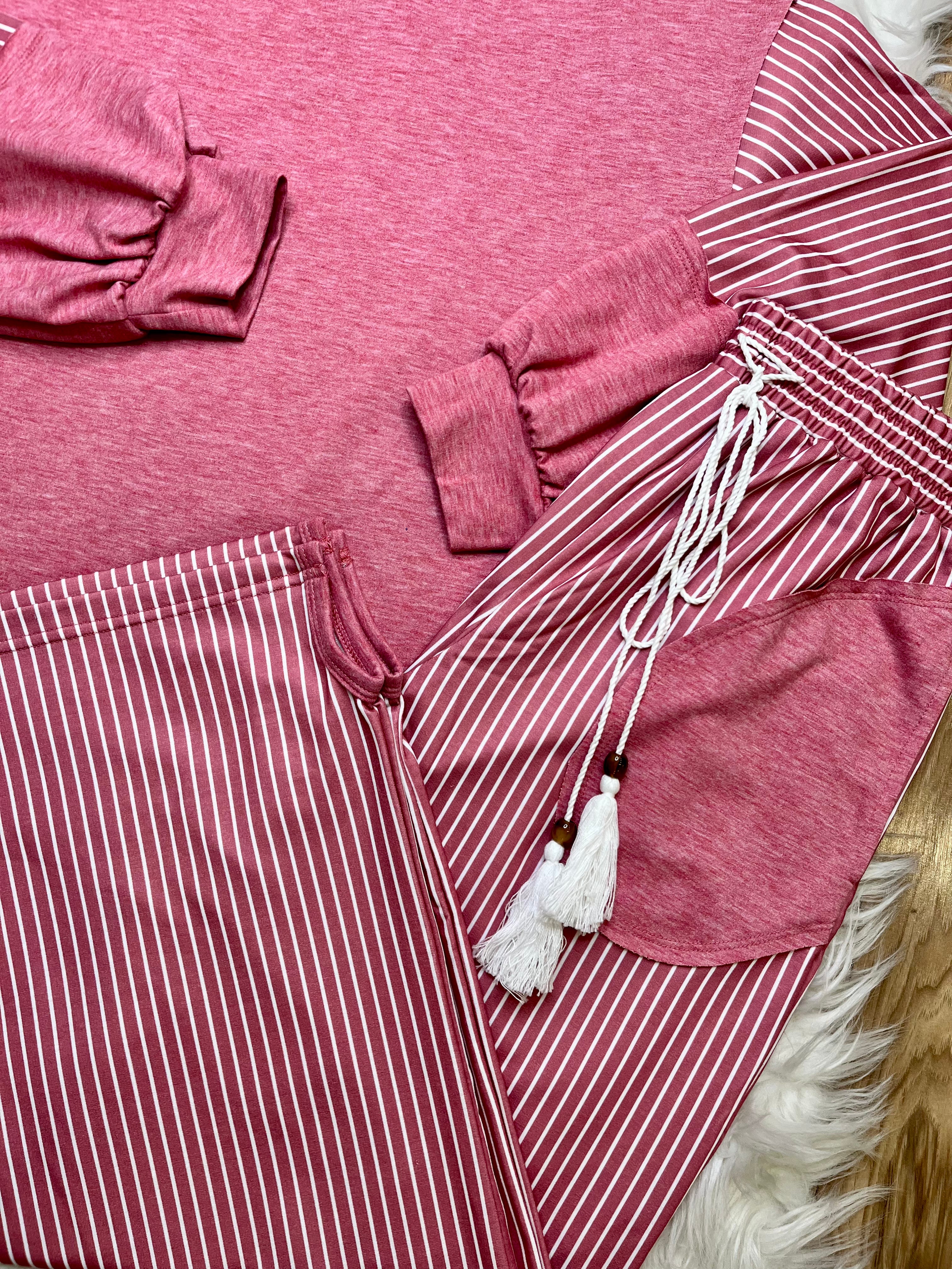 Women’s Evermmee Mauve Stripe Pant Set- True To Size