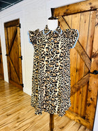 Women’s Leopard Ruffle Sleeve Dress