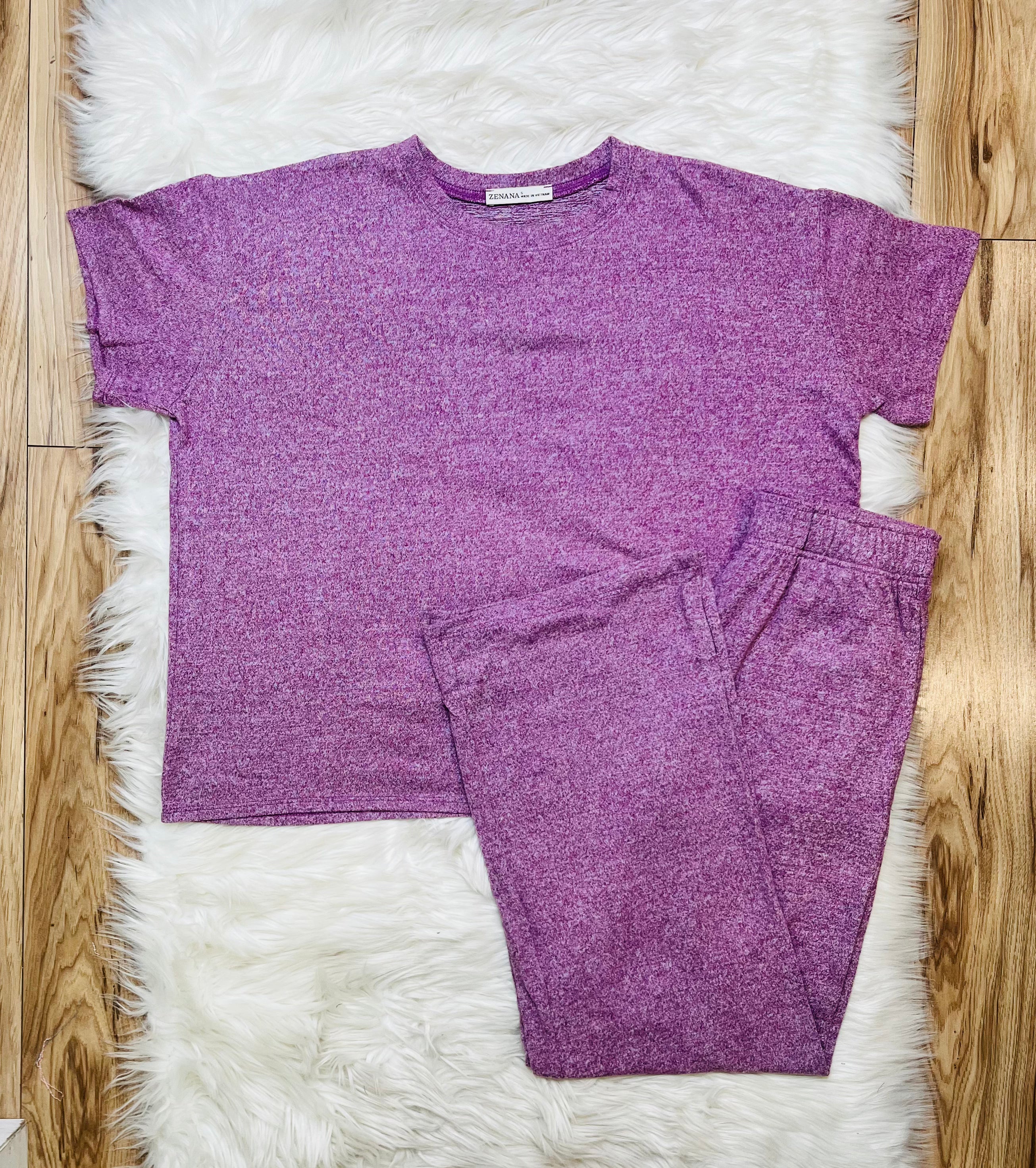 Women’s Zenana Light Plum Melange Pant Set