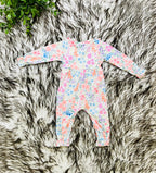 Girl’s Multi Color Floral Button Fly Romper