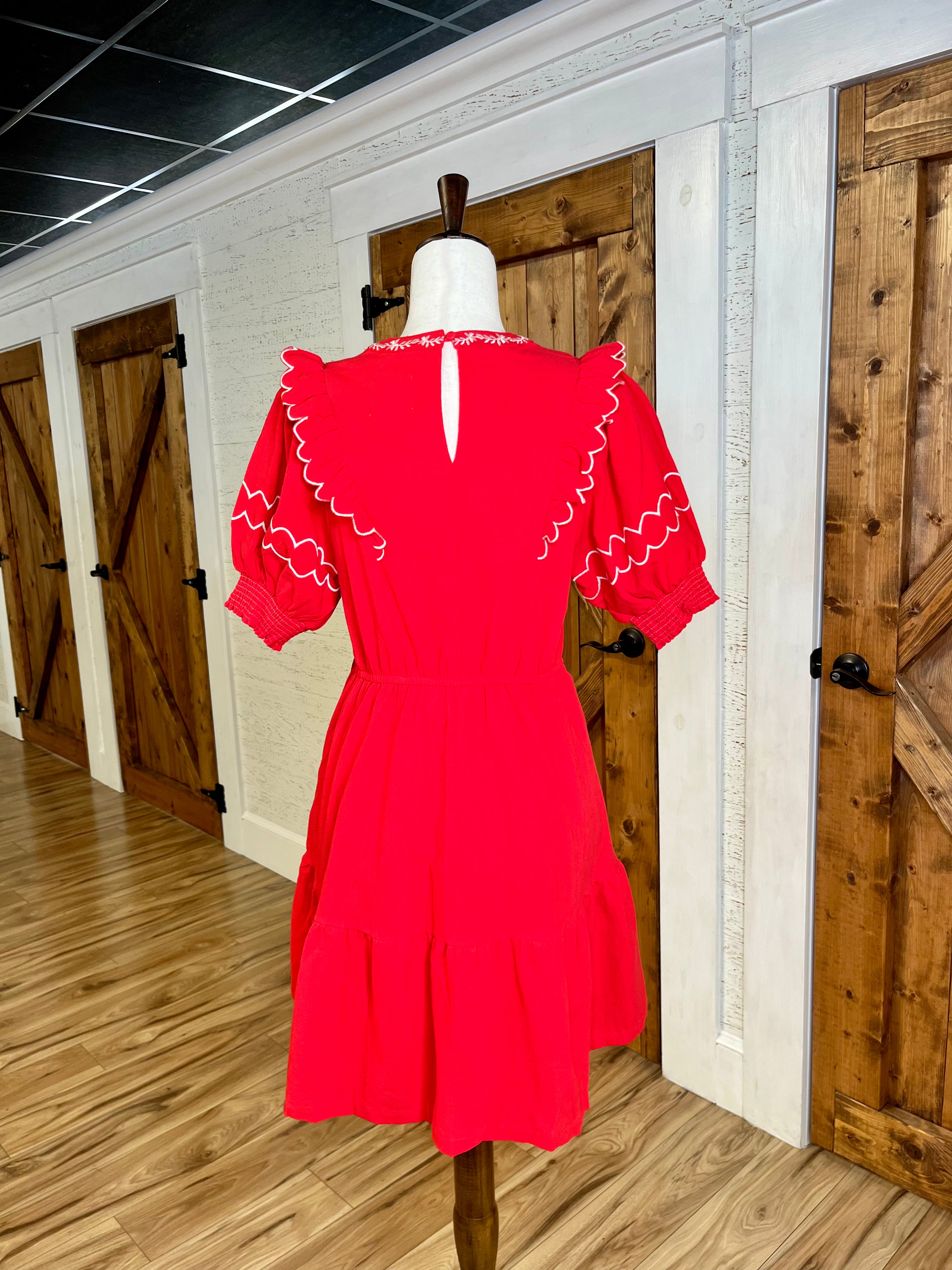 Women’s Umgee Cherry Red Embroidered Dress