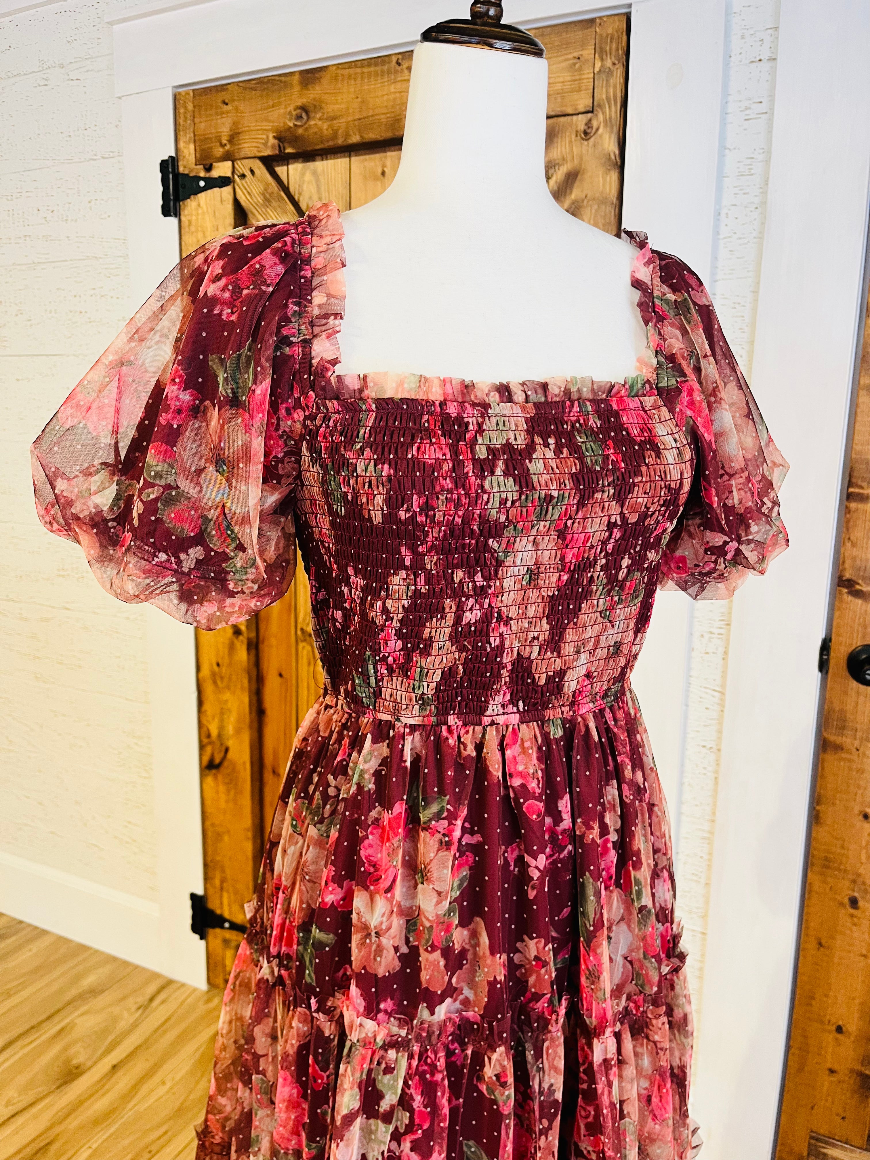 Women’s Blu Pepper Floral Burgundy Dress