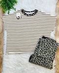 Women’s Leopard Detail Striped Top