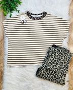 Women’s Leopard Detail Striped Top